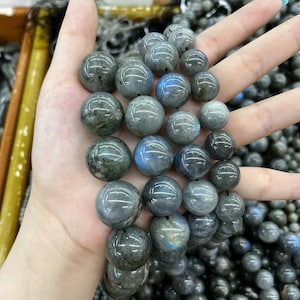 Natürliche Labradorit Perlen 16 mm 18 mm 20 mm runde lose Edelstein-Spacer-Perle DIY Schmuckherstellung für Armband-Halskette 15,5 "voller Strang