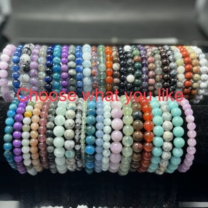 7.5inch Natural Gemstone Bracelet Handmade Man Woman Compressed Style Healing Crystal Energy Bracelet Genuine Gemstone Round Beads Bracelet