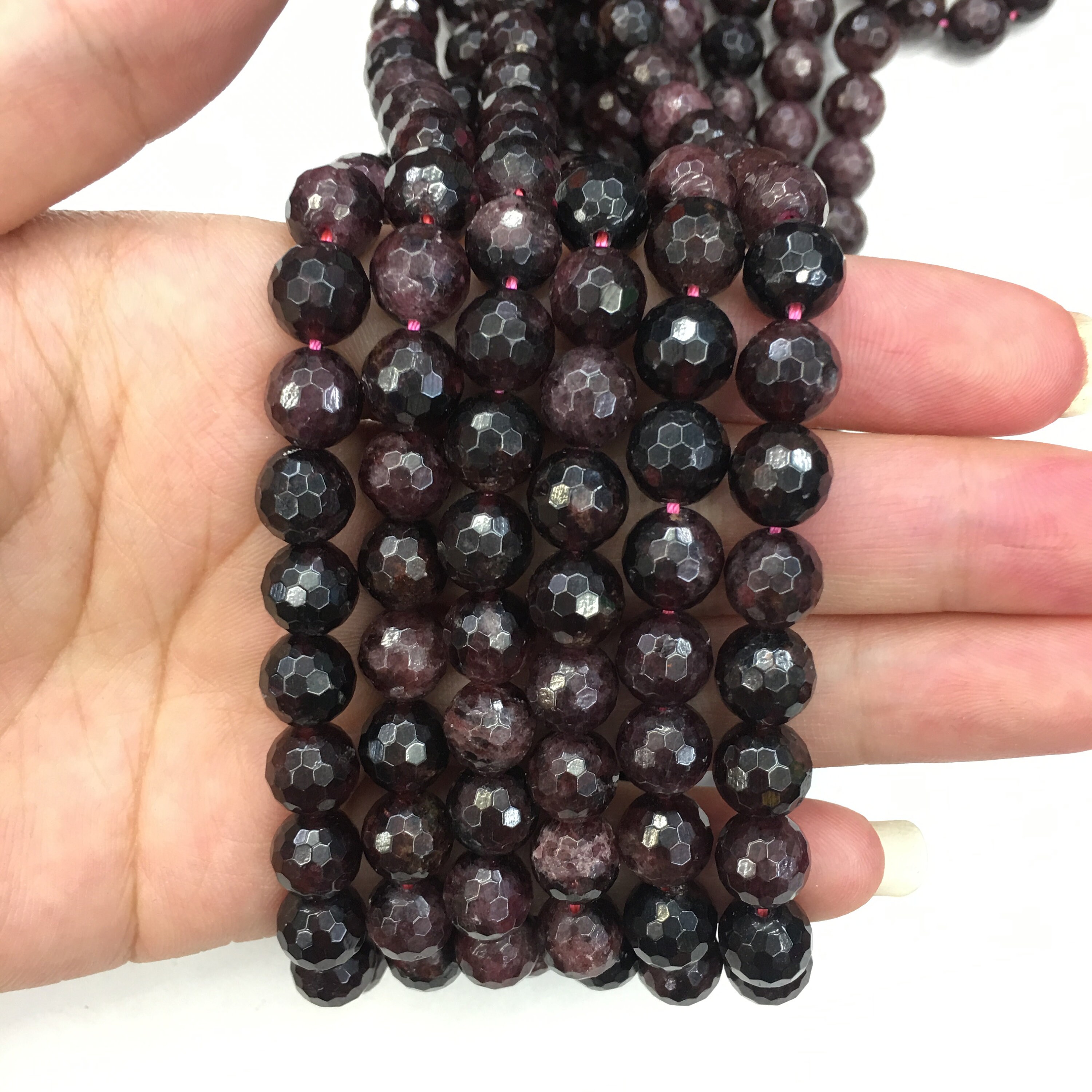 6/8/10MM Natural Stone Faceted Red Garnet Round Gemstone