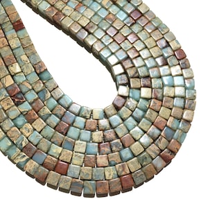 Peau de serpent naturel Jasper Perles 4x4mm 6x6mm 8x8mm Cube Loose Gemstone Spacer Perles pour diy bijoux fabrication et design 15,5 « Full Strand