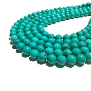 Natural Green Turquoise Beads 4mm 6mm 8mm 10mm 12mm Round Loose Gemstone Spacer Beads for DIY Jewelry Making & Design 15.5&quot; Full Strand