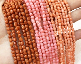 AAA oranje rood roze koraal kralen 4-6mm onregelmatige buis losse spacer kralen helende energie voor armband ketting sieraden maken bamboe koraal