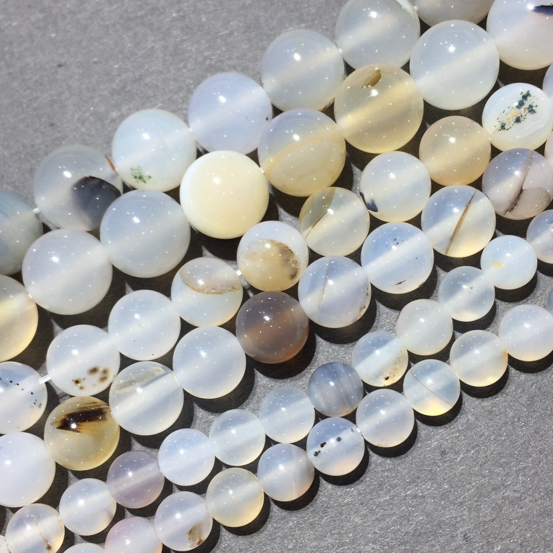 Natural White Agate beads Polished 4mm 6mm 8mm 10mm Round Etsy