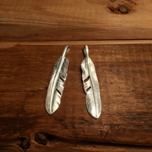 Retro 7x33mm 925 Sterling Silver Feather Shape Necklace Pendant, Silver Necklace Findings , Fashion Charm ,Southwest Jewelry DIY Accessories
