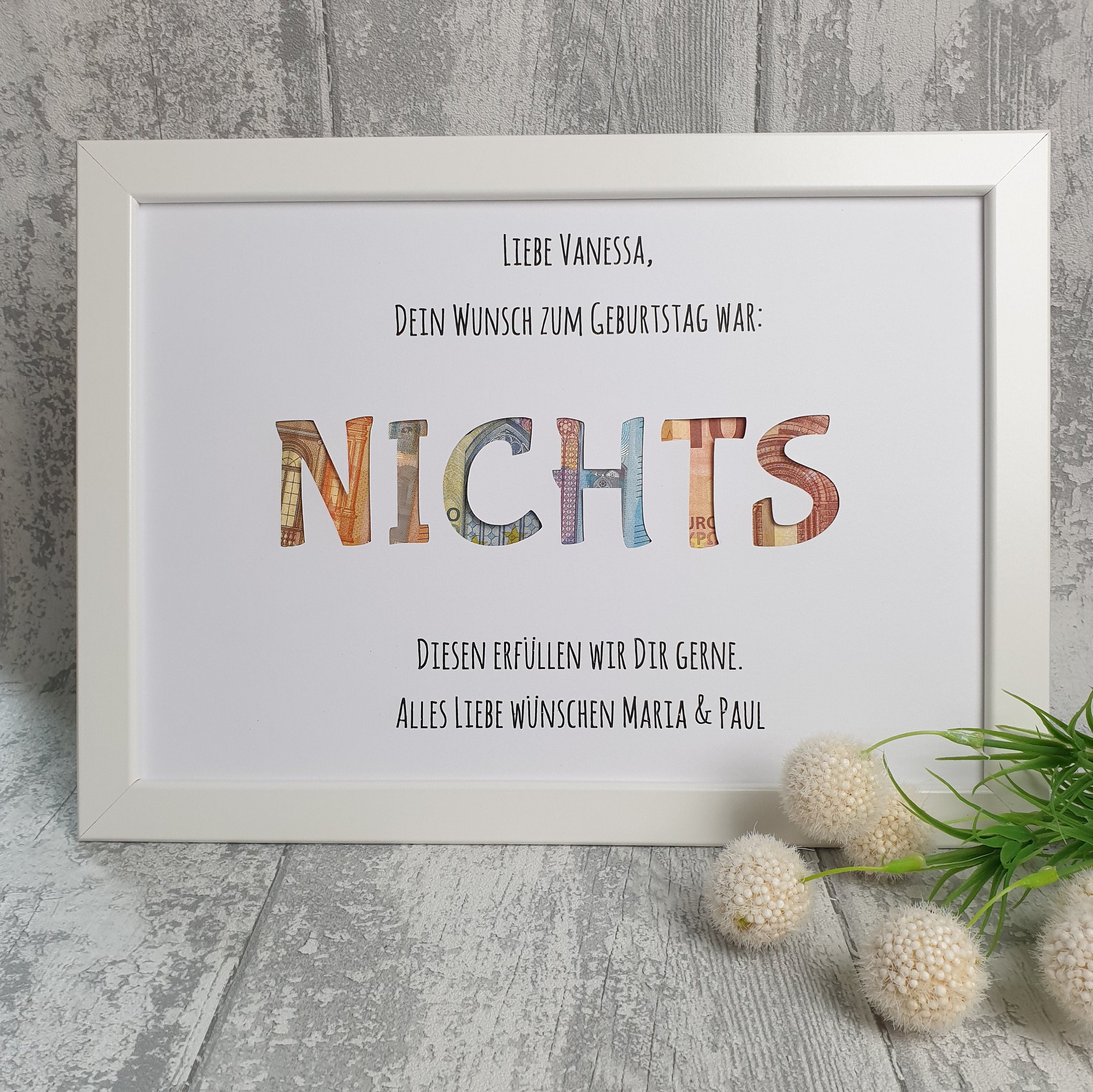 Personalisiertes Geldgeschenk Nichts zum Etsy