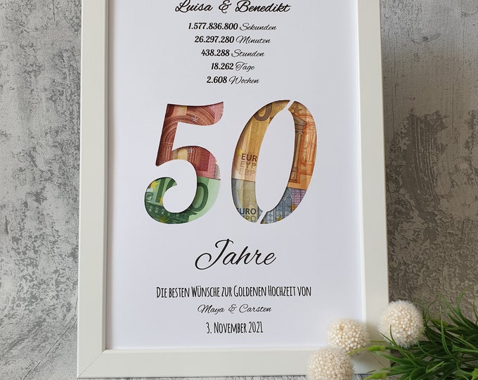 Personalisiertes Geldgeschenk zur Goldenen Hochzeit Motiv Etsy