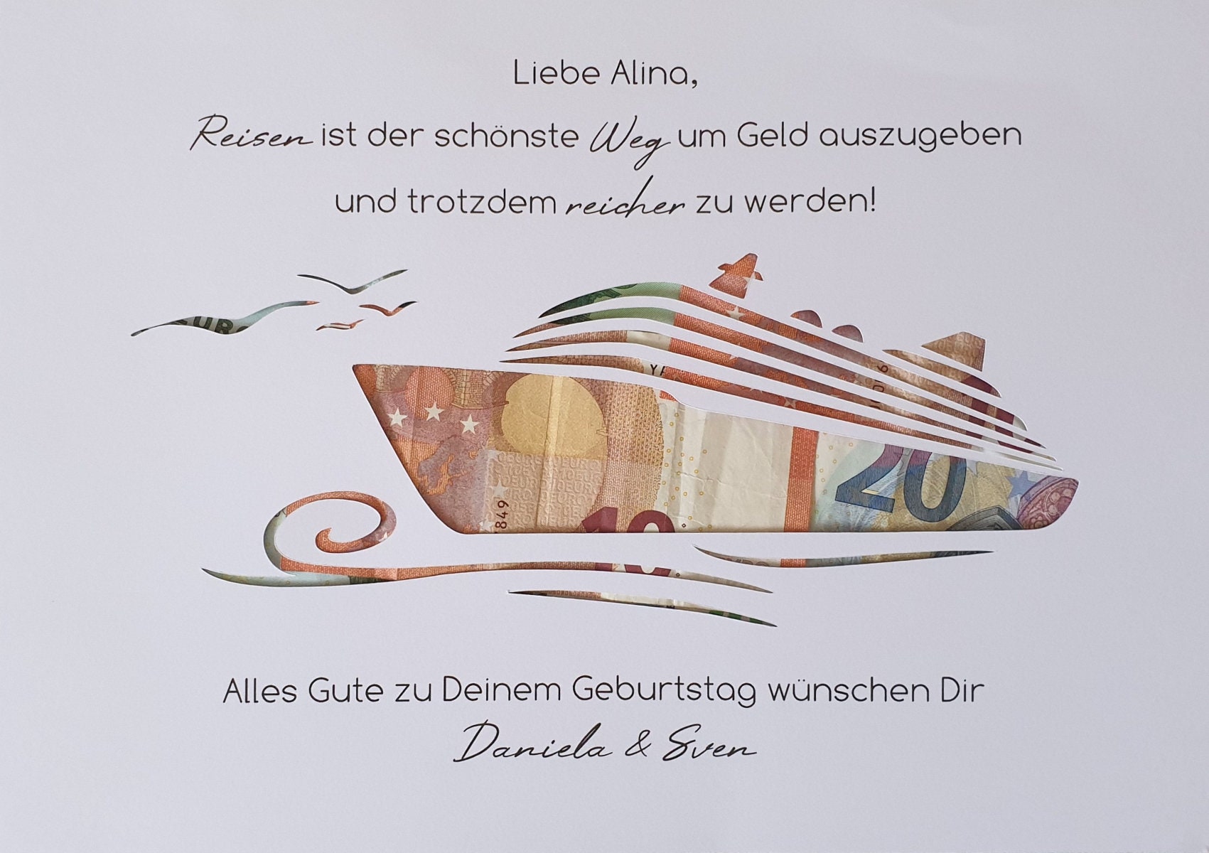 Personalisiertes Geldgeschenk Schiff zum Etsy