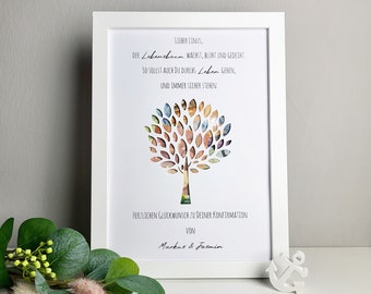 Konfirmationsgeschenk "Lebensbaum" - personalisiertes Geldgeschenk zur Konfirmation, Kommunion, Jugendweihe, Lebenswende