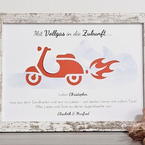 personalisiertes Geldgeschenk zur Konfirmation, Kommunion, Jugendweihe, Lebenswende, Firmung oder Taufe Motiv Roller Bild 4