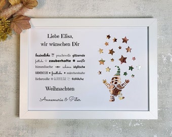 personalisiertes Geldgeschenk zu Weihnachten - Motiv "Sternenwichtel"