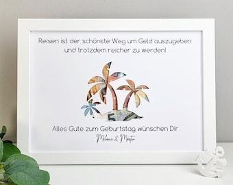 personalisiertes Geldgeschenk zum Geburtstag - Motiv "Karibik"