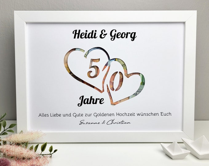 Personalisiertes Geldgeschenk zur Goldenen Hochzeit Motiv Etsy.de