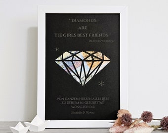 personalisiertes, graviertes Geldgeschenk zum Geburtstag - Motiv "Diamonds"