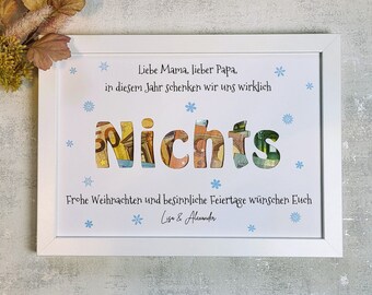 personalisiertes Geldgeschenk zu Weihnachten - Motiv "NICHTS"