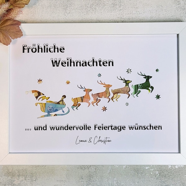 personalisiertes Geldgeschenk zu Weihnachten - Motiv "Schlitten"