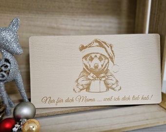 Frühstücksbrettchen zu Weihnachten - Motiv "Mama, weil ich dich lieb hab" 12cm x 22cm