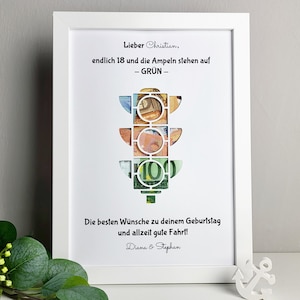 personalisiertes Geldgeschenk zum Geburtstag - Motiv "Ampel"
