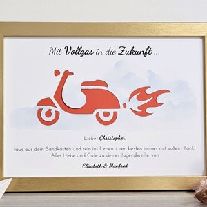 personalisiertes Geldgeschenk zur Konfirmation, Kommunion, Jugendweihe, Lebenswende, Firmung oder Taufe Motiv Roller Bild 6