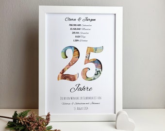 Geldgeschenk zur Silberhochzeit "25 Jahre Countdown" - personalisiertes Silberhochzeitsgeschenk, Glückwünsche zum 25 jährigen Jubiläum