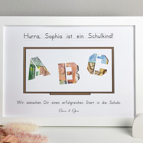 personalisiertes Geldgeschenk zur Einschulung - Motiv "ABC Tafel"