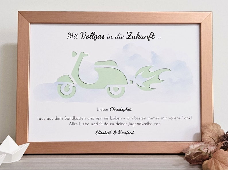 personalisiertes Geldgeschenk zur Konfirmation, Kommunion, Jugendweihe, Lebenswende, Firmung oder Taufe Motiv Roller Bild 8