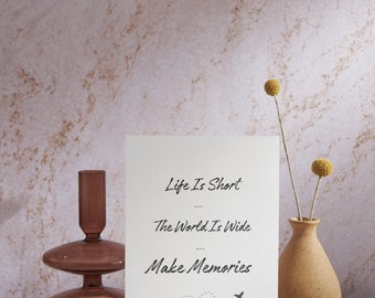 Life Is Short Sign, Printable Travel Quotes, Travel Wall Art Download, Minimalist Travel Decor, Instant Download Travel Sayings