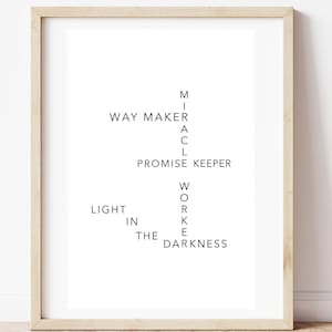 Way Maker Leeland Worship Song Lyrics Crossword Print, Digital Download, Printable Art