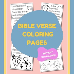 Christian Bible Verse Scripture Coloring Pages for Kids, Digital Download, Printable PDF File, Sunday School Bible Study Activity Sheets