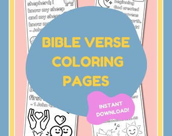 Christian Bible Verse Scripture Coloring Pages for Kids, Digital Download, Printable PDF File, Sunday School Bible Study Activity Sheets