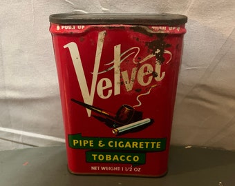 Velvet Pipe and Cigarette Tobacco Tin