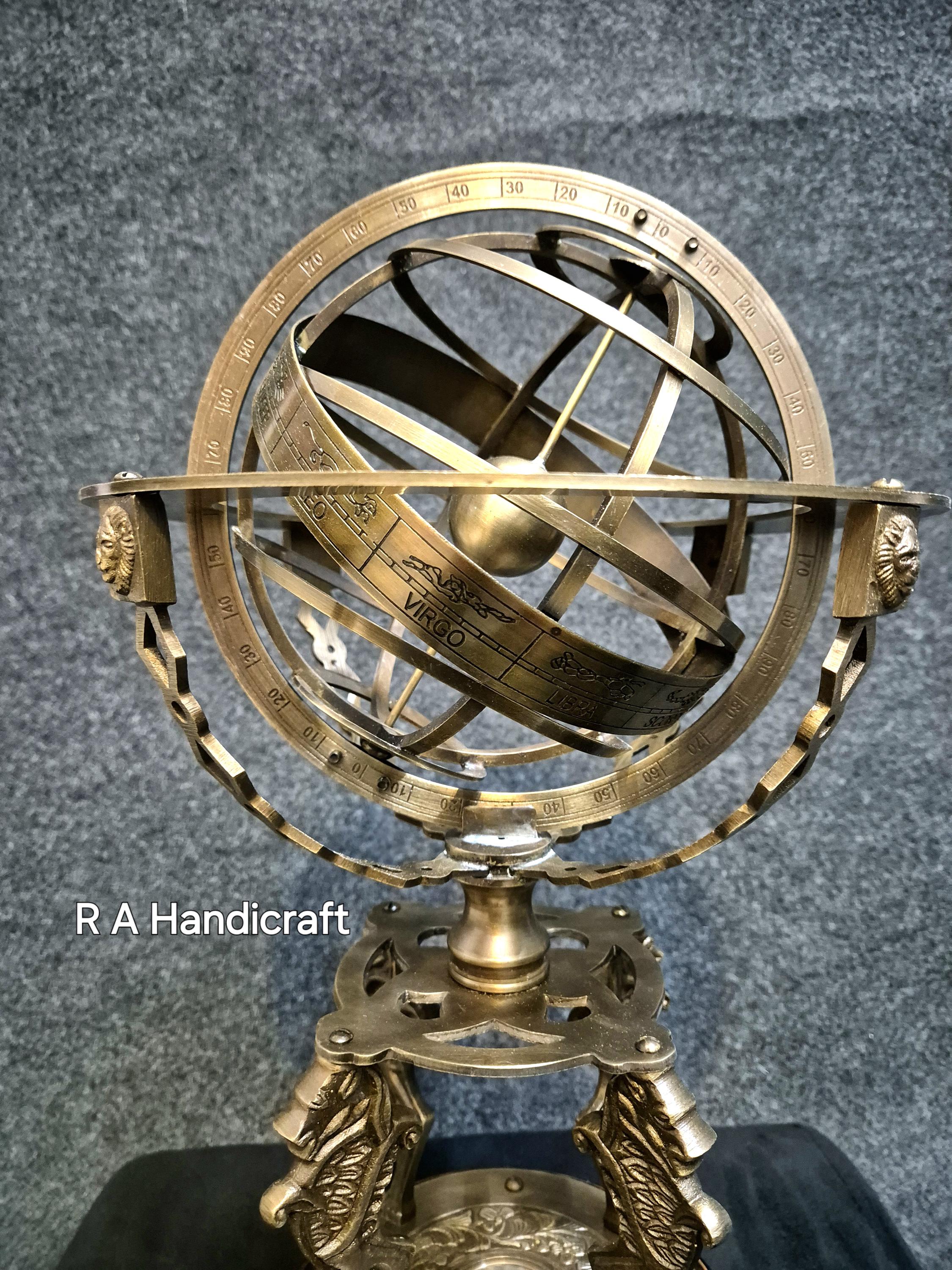18'' Astrolabe Brass Armillary Globe With Working Compass | Brass Lion ...