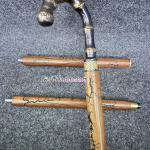 Brass Handle Walking Cane - Wooden Walking Cane for Men & Women- Wood ...