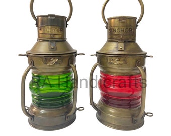 Antique Style Anchor Oil Lamp Set: Nautical Marine Lanterns