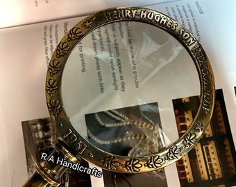 Antique Brass Magnifying Glass For Newspaper/Books Reading Office Items, Collectible Magnifier Father's gift, Christmas Gift, Gift For Him