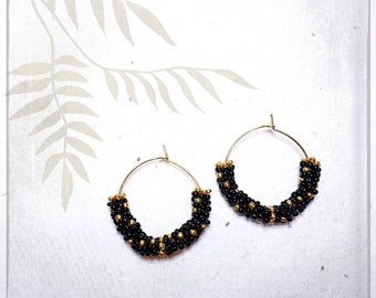Handmade Earrings by Suge | Handwoven Miyuki Hoop Earrings | Unique, Elegant, Hypoallergenic Hoop Earrings | Earrings for Weddings, Events, Parties, and Birthdays