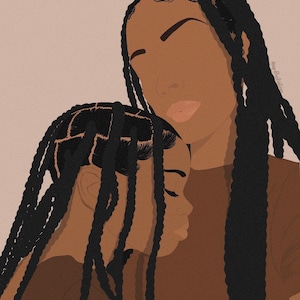 Arte della parete della donna nera, Arte afroamericana, DOWNLOAD IMMEDIATO, Stampa ragazza nera, Illustrazione della donna, Madre e figlia, Regalo per la festa della mamma