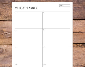 Printable Weekly Planner Sunday and Monday Week Starts - Etsy