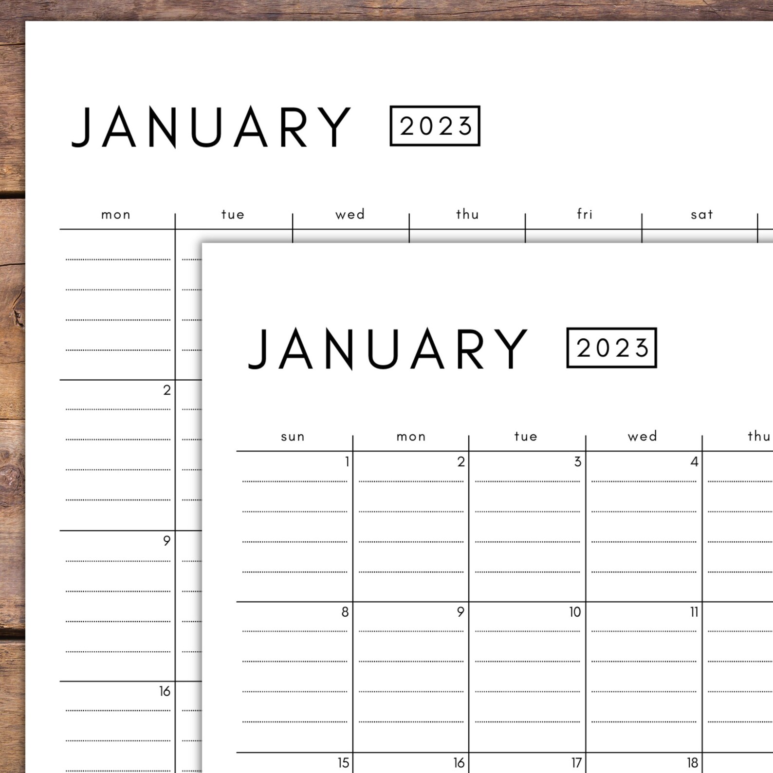 2023 printable calendar with text lines simple calendar etsy australia