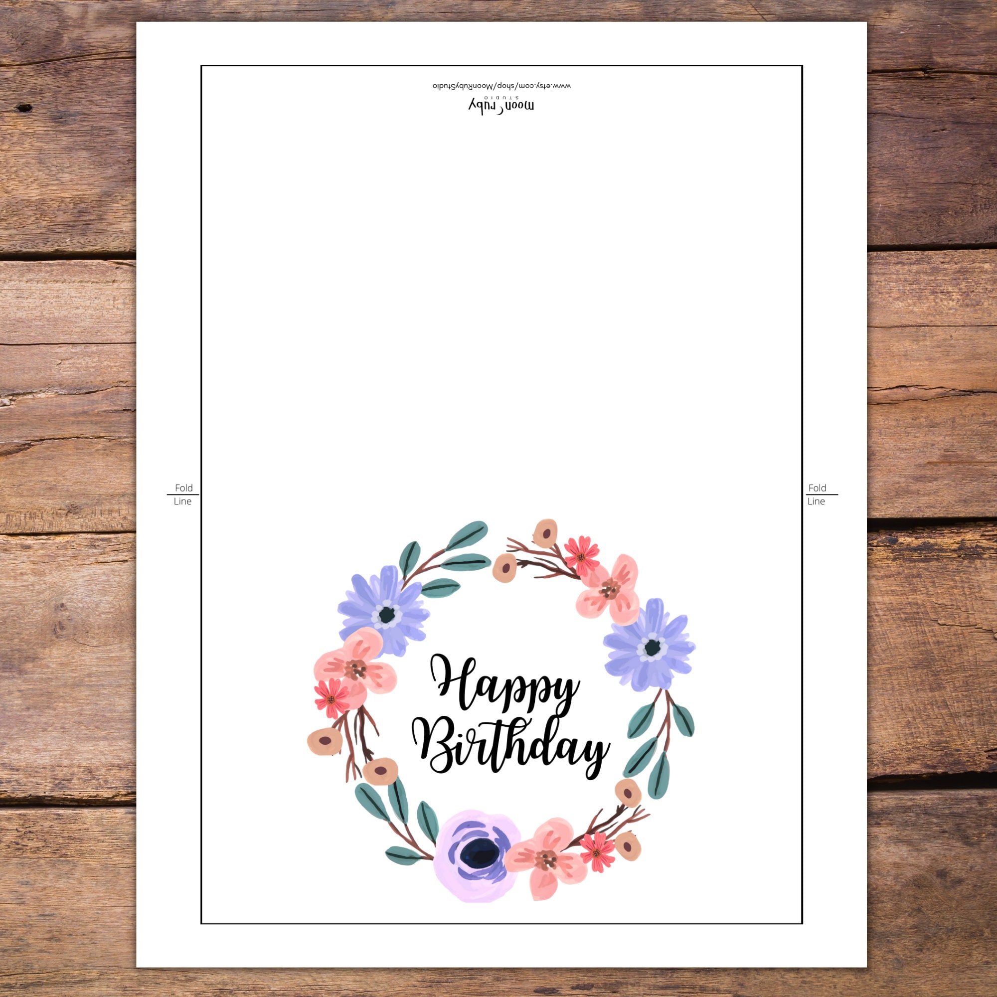 Happy Birthday Printable Blank Card 5 X 7 Inches Instant Download PDF ...