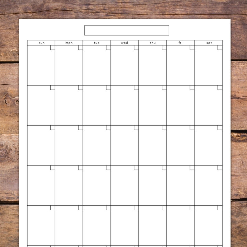 Printable Blank Calendar Sunday and Monday Start Week Starts Letter ...