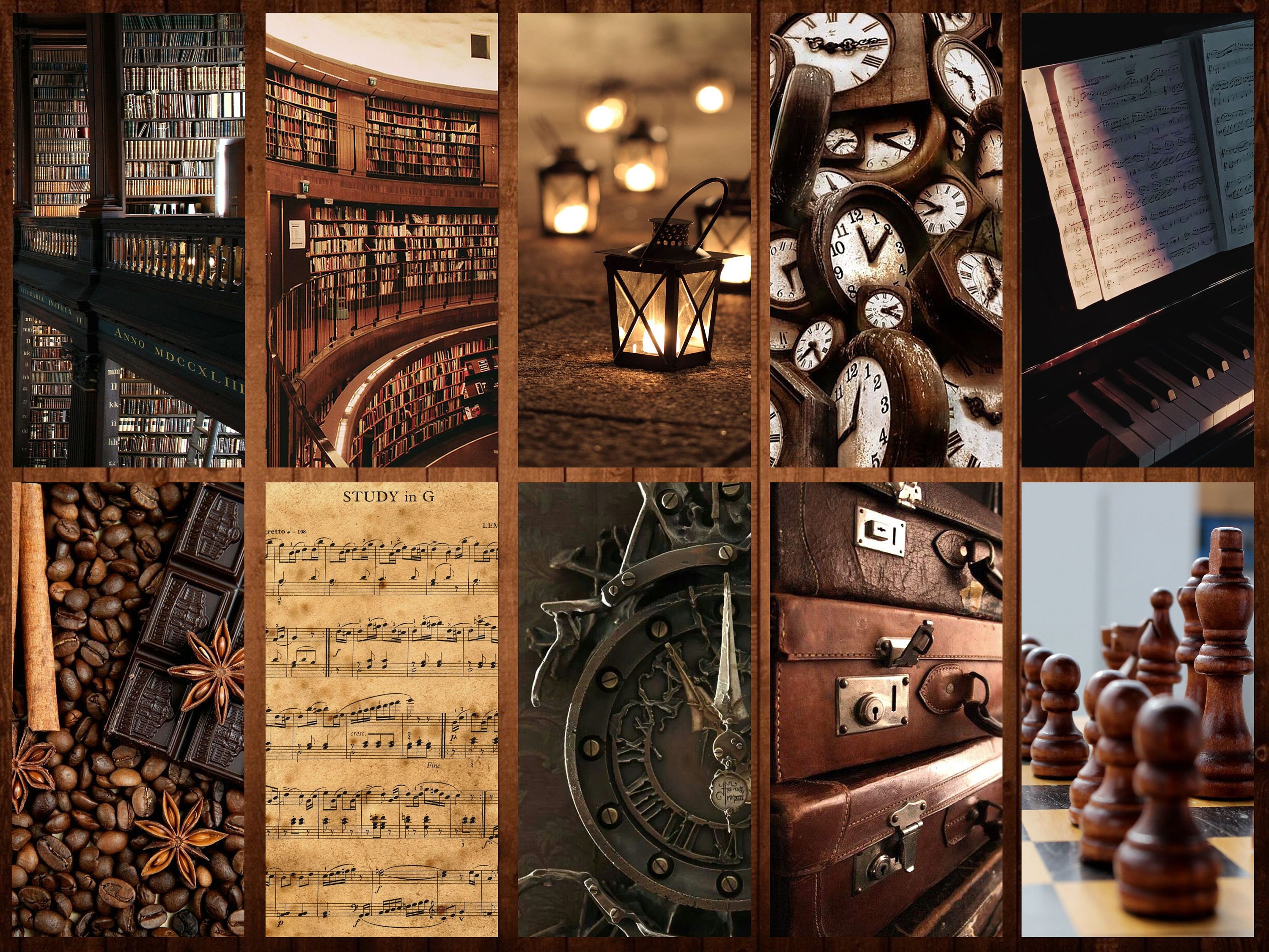 Dark Academia Aesthetic Collage Wallpaper