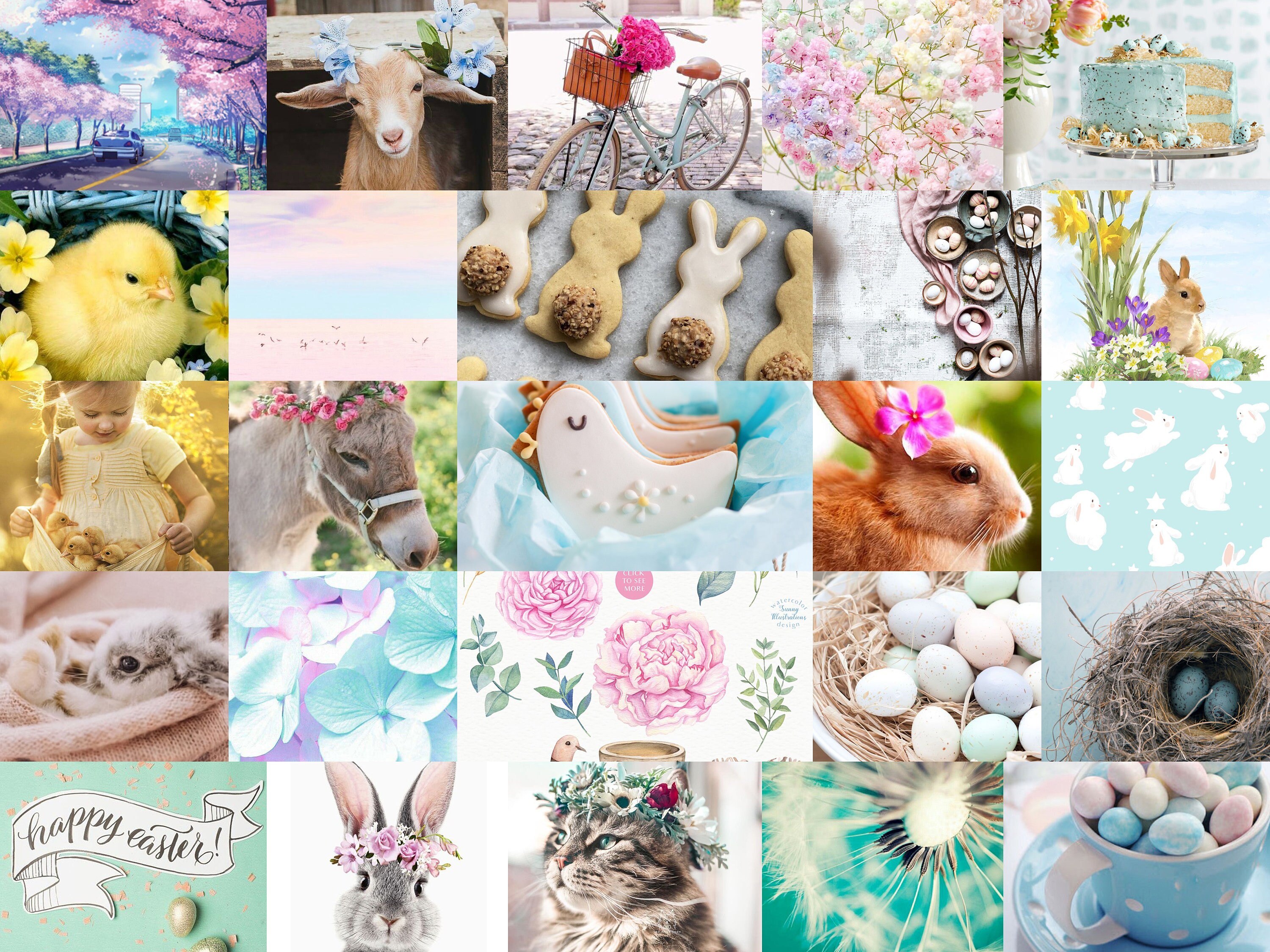 SPRING photo collage kit prints EASTER Aesthetic room decor. Etsy