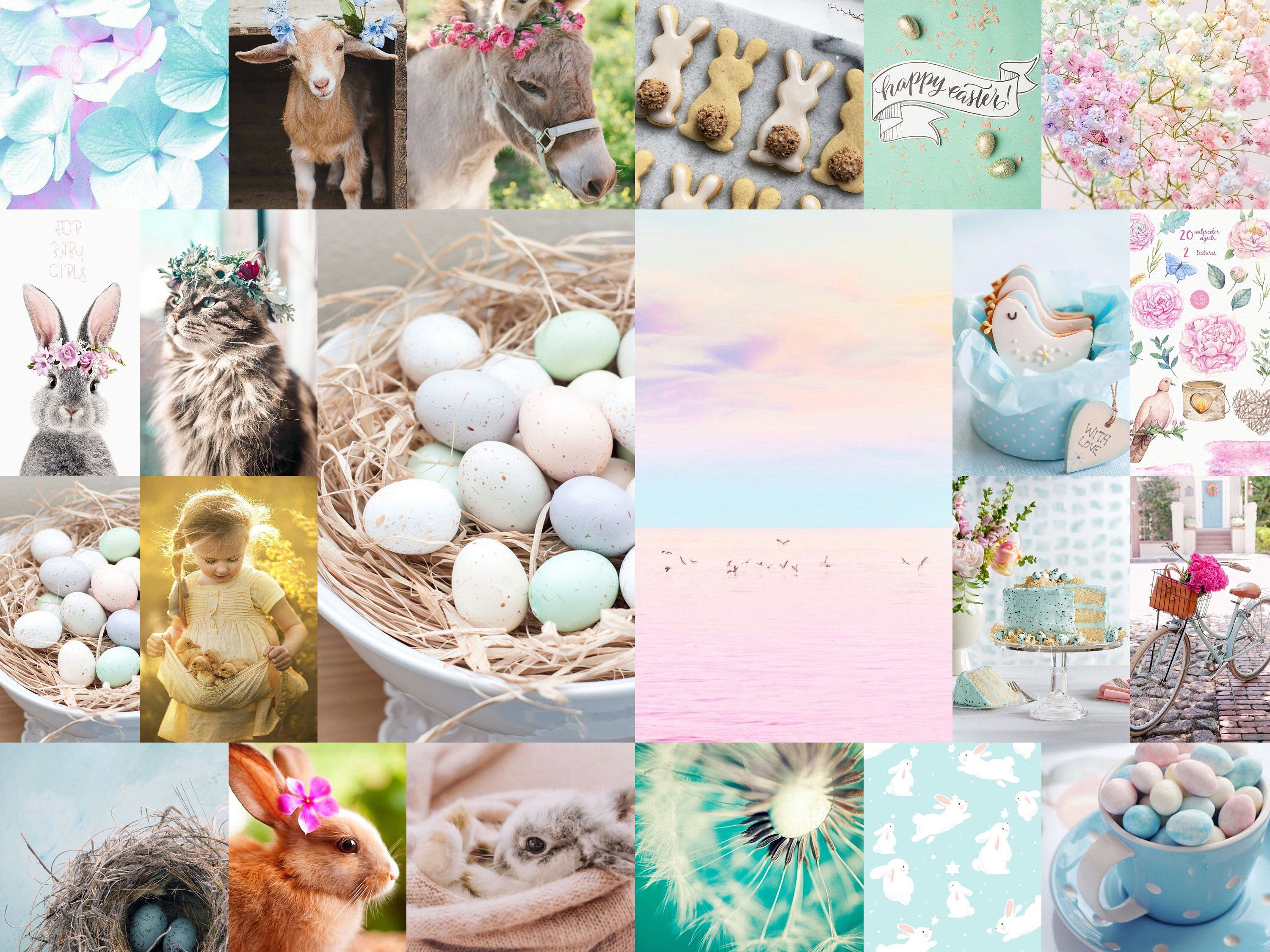SPRING photo collage kit prints EASTER Aesthetic room decor. Etsy