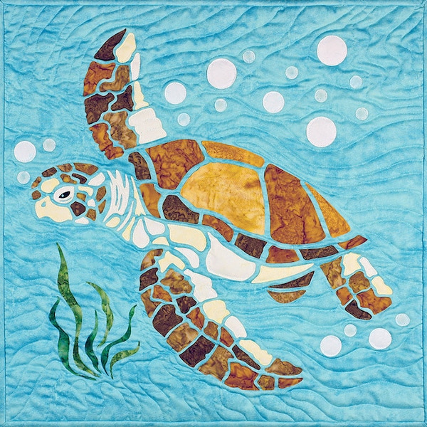 Sea Turtle Laser Cut Applique Kit, Applique en tissu préfusé, Kit d’application, Courtepointe DIY, Applique prédécoupée, Conception laser Westfield, Kit de découpe laser