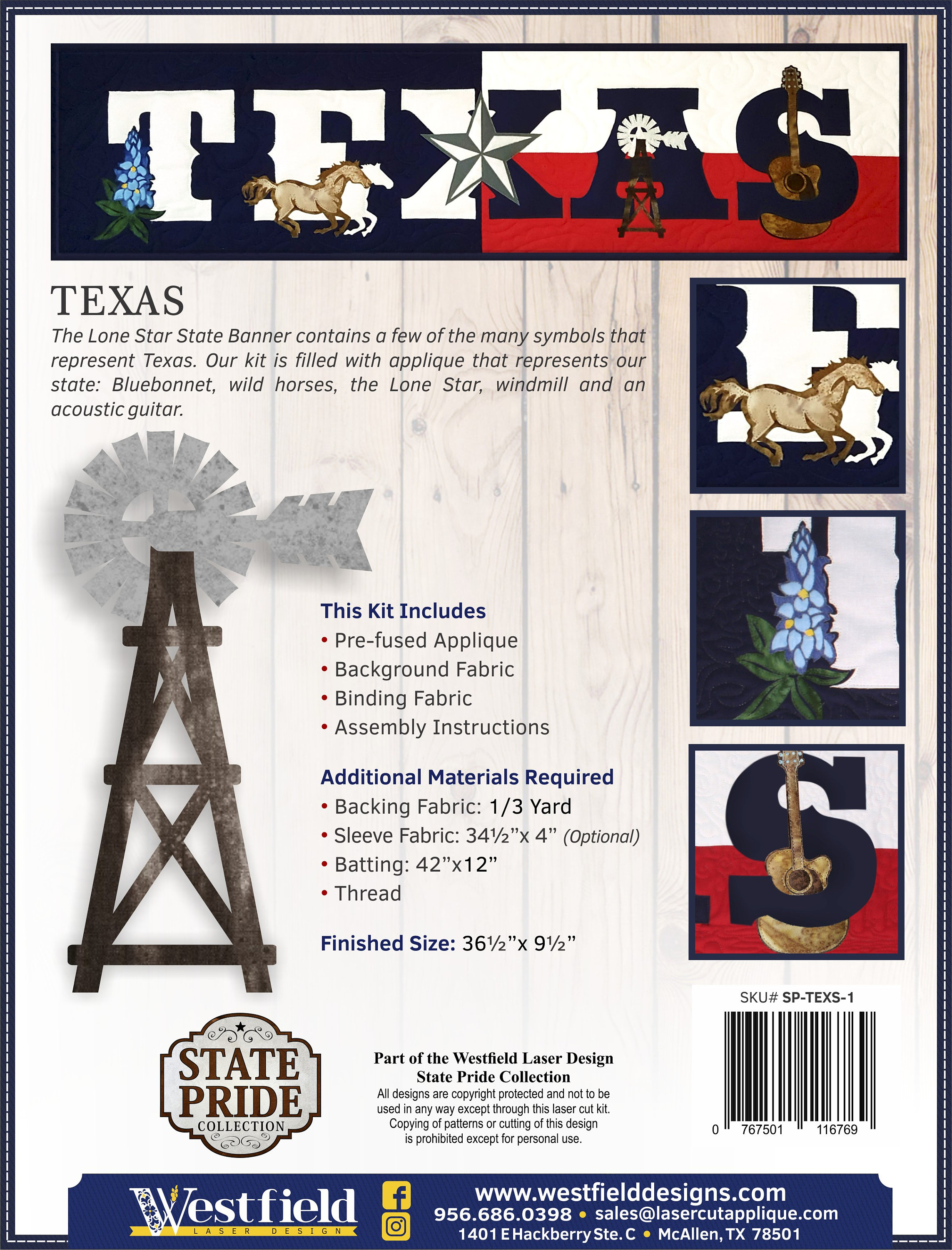 Texas Laser Cut Applique Kit Prefused Fabric Applique Etsy