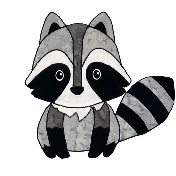 Rascal Raccoon Laser Cut Applique Kit, Prefused Fabric Applique, Applique Kit, DIY Quilt, Precut Applique, Westfield Laser Design