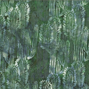 Oasis MR16-31 Emerald by Hoffman, Green Cactus batik, Cotton, Fabric by the Yard