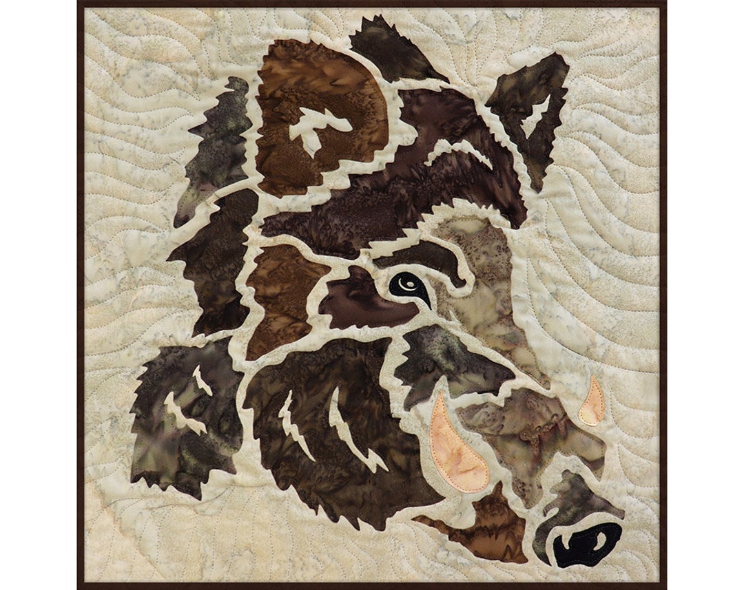 Boar Laser Cut Applique Kit, Prefused Fabric Applique, Applique Kit