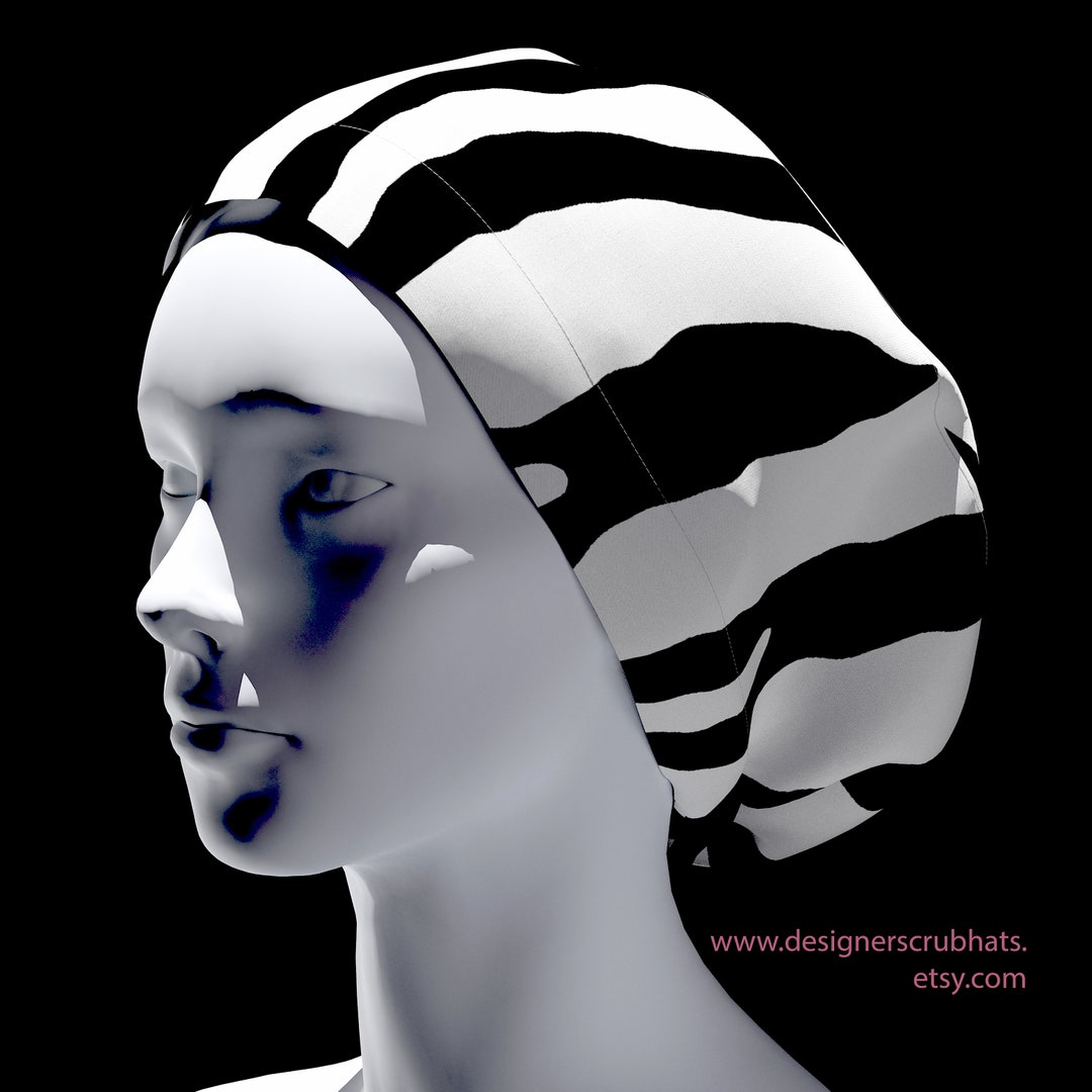 Black Zebra Print Scrub Caps.ponytail Scrub Surgical Cap for Etsy