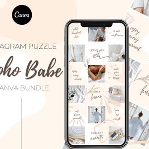 BOHO BABE Instagram Puzzle Template | 18 Instagram Posts | Instagram Templates | Canva Instagram Post Templates